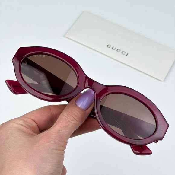 Gucci GG1579S  004 BRAND NEW Sunglasses Fuchsia Brown  Unisex Oval main image 10